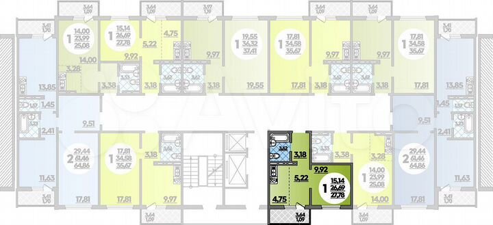 Квартира-студия, 27,8 м², 15/18 эт.