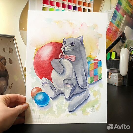 Картина Игрушки Акварелью 27х19см