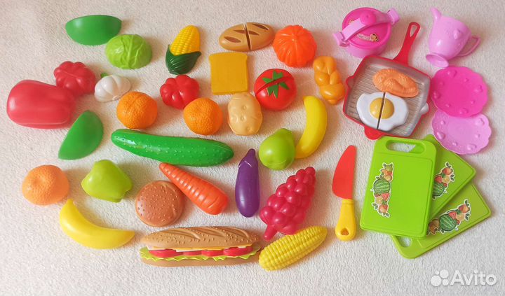 Овощи фрукты игрушки посуда детская кухня