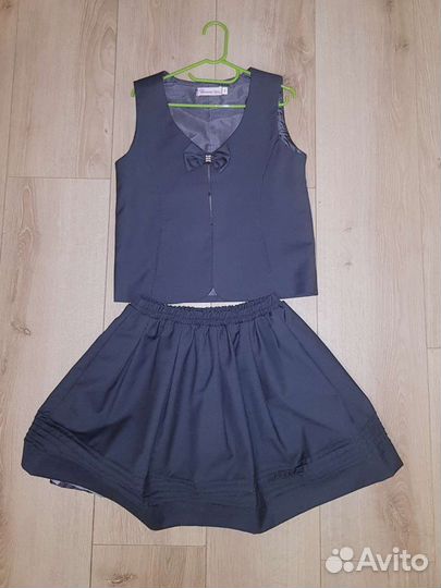 Жилет и юбка, комплект школьный