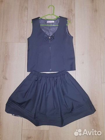 Жилет и юбка, комплект школьный