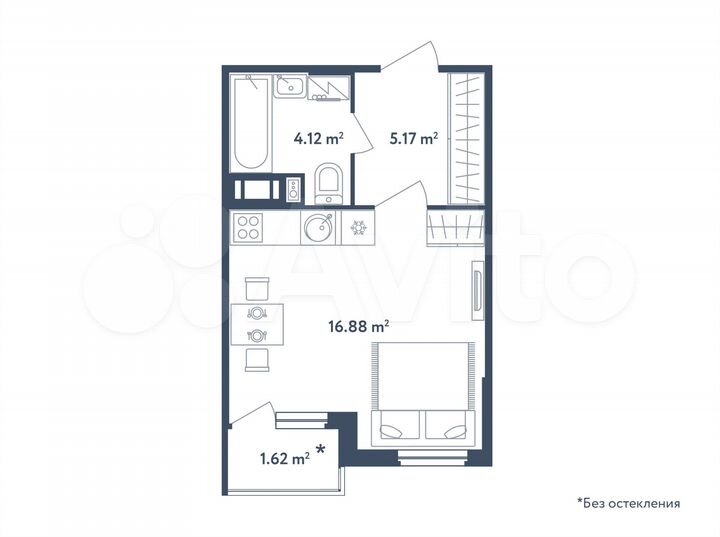 Квартира-студия, 27 м², 4/4 эт.