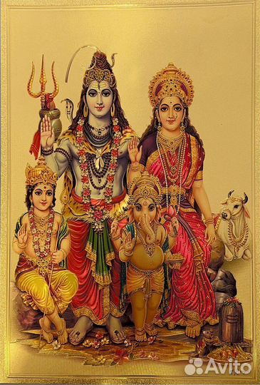 Картины Божеств с позолотой 24 карата. Индия. 21х3