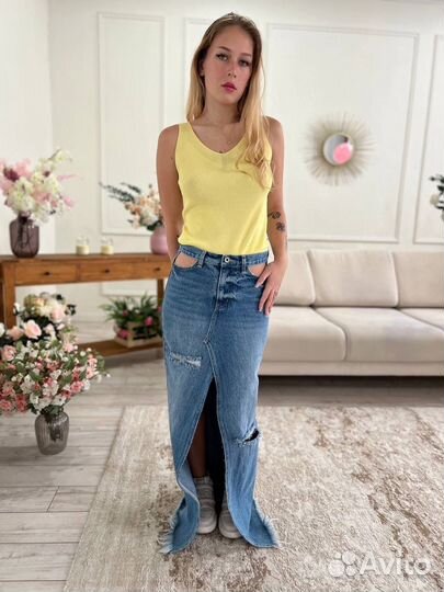 Джинсовая юбка длинная новая