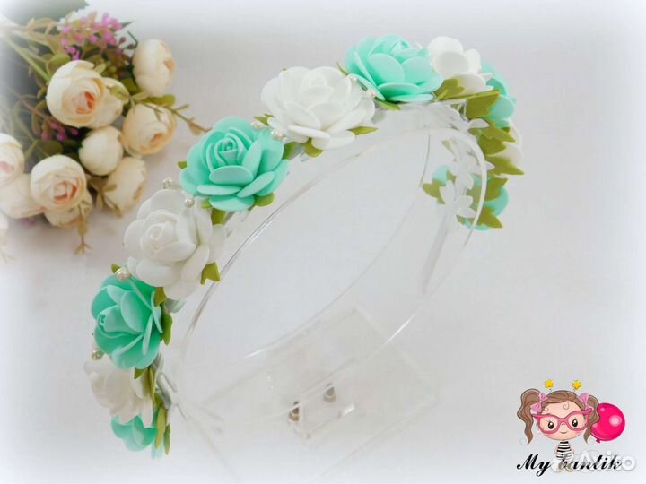Ободок с цветами ручной работы