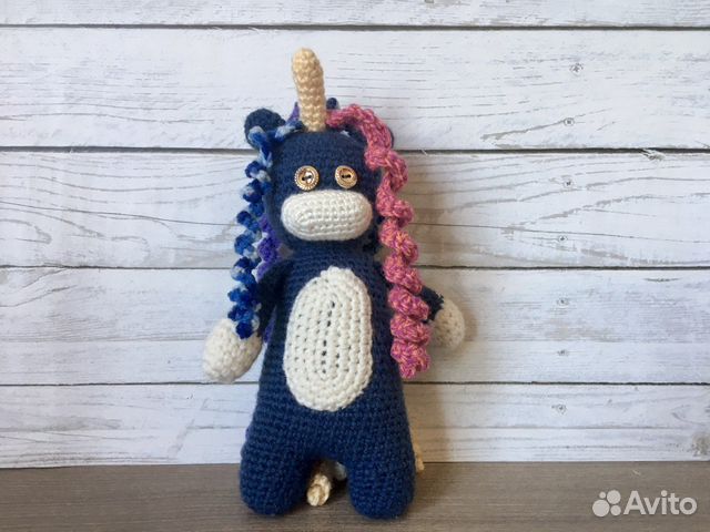 Мягкая вязаная игрушка, единорог