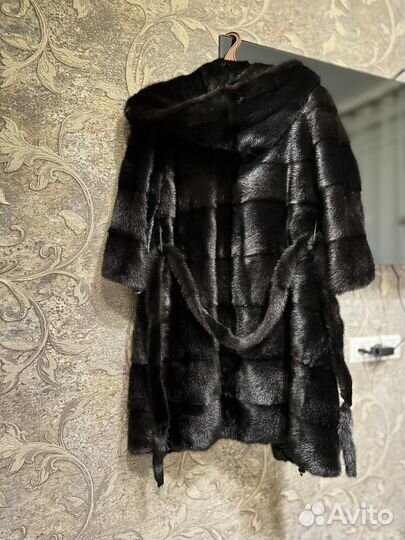 Шуба норковая с капюшоном