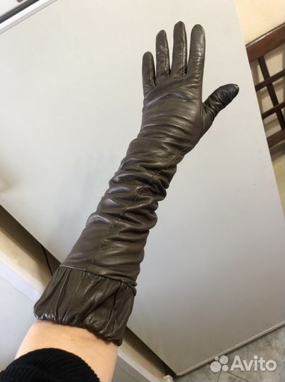 Перчатки женские длинные кожа 6