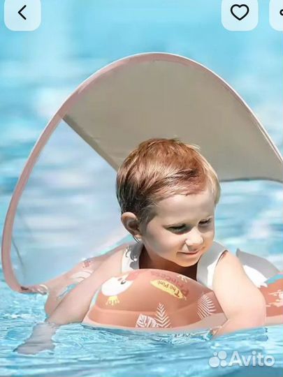 Детский Круг для плавания для малышей с козырьком