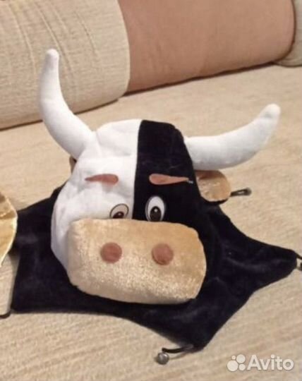 Маскарадная (новогодняя) шапка бык, корова