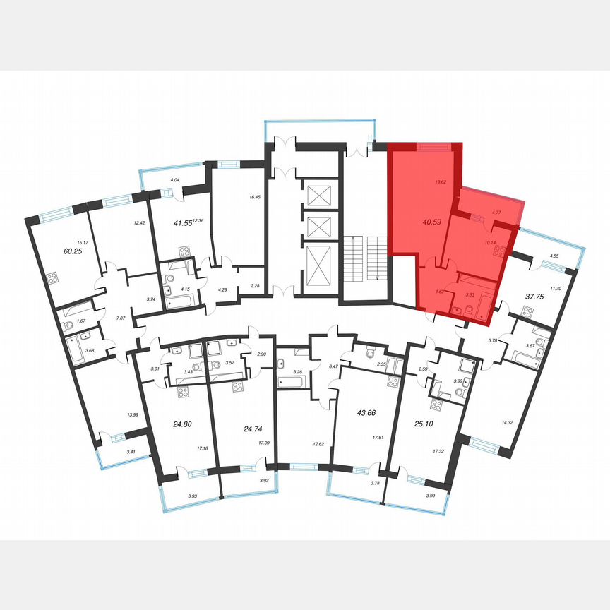 1-к. квартира, 43 м², 20/22 эт.