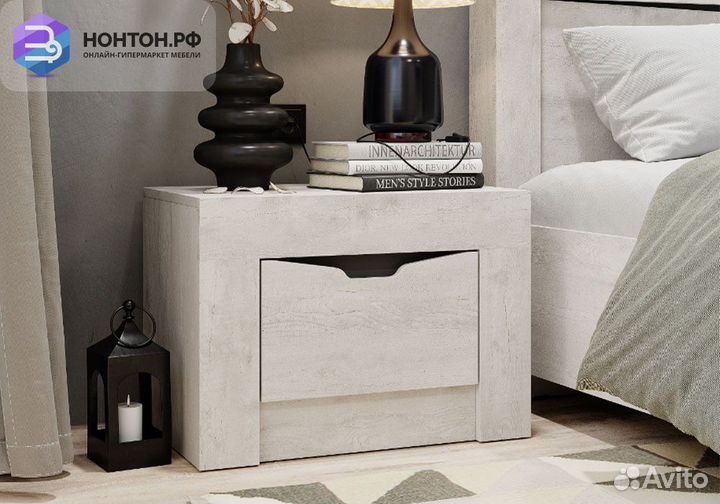 Тумба прикроватная Леонардо бетон пайн светлый / г