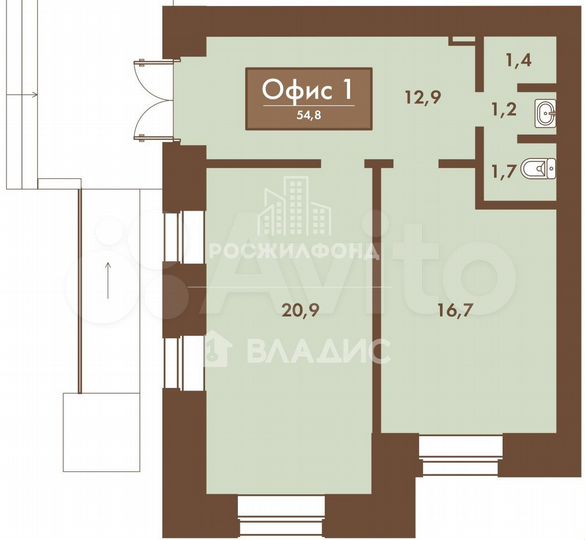 Продам помещение свободного назначения, 54.8 м²