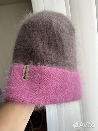 Комплект шапка ангора новый