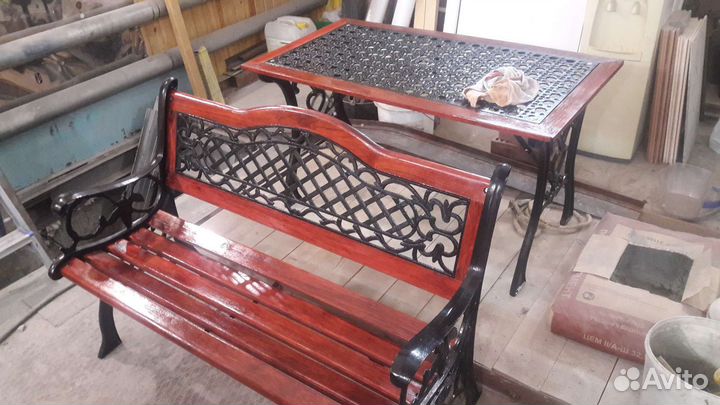 Скамейка садовая со столиком