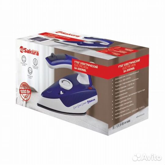 Утюг дорожный электро 1000Вт нержавейка. 3069