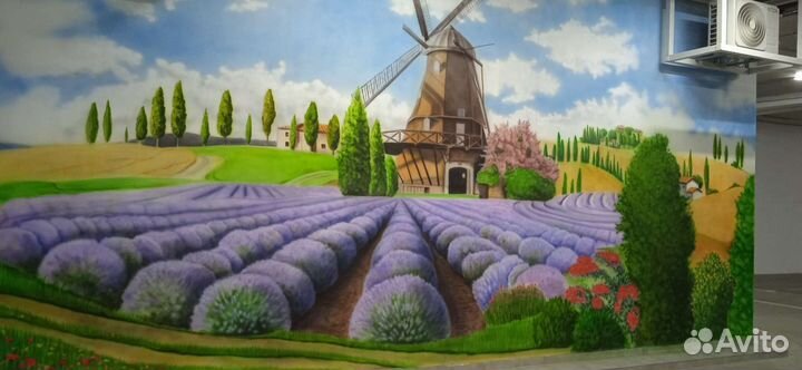 Роспись стен, граффити, рисунок на стене, художник