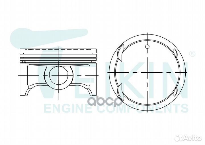 Поршень без колец (цена за 1 шт) Mitsubishi 3A
