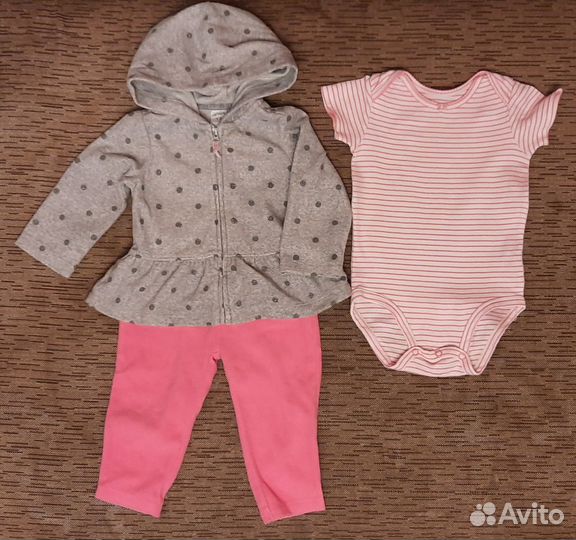 Комплект тройка Картерс, микрофлис, р-р 74