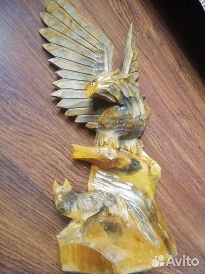 Сувенир СССР. Орёл с лисой. (из дерева)