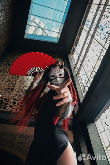 Декоративная японская маска (в синем цвете)