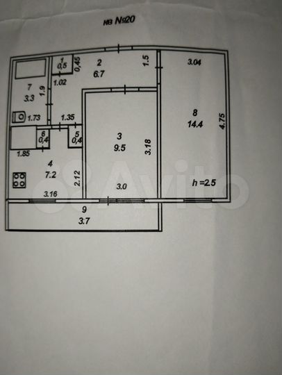 2-к. квартира, 42,4 м², 2/5 эт.