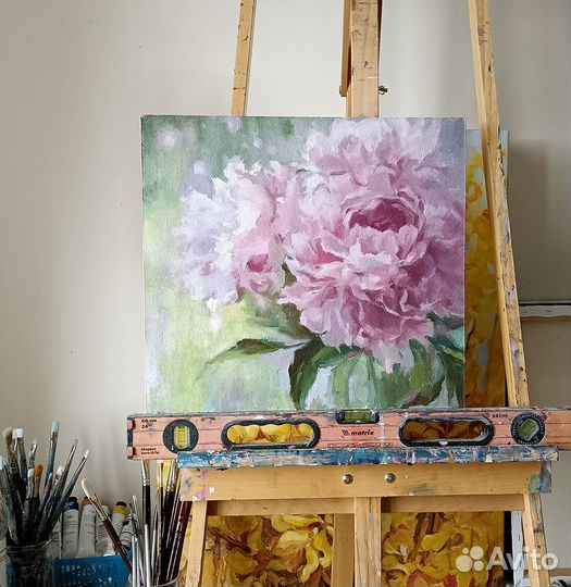 Картина маслом пионы