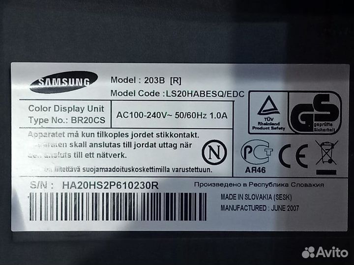 ЖК Монитор Samsung SyncMaster 203B