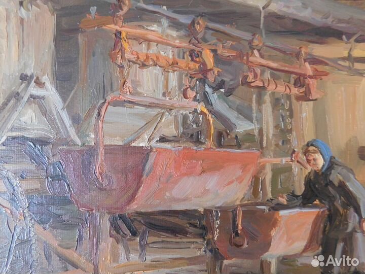 Картина масло картон СССР Юрий Белков 1954 45 х 35