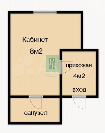 1-к. апартаменты, 13,3 м², 1/10 эт.