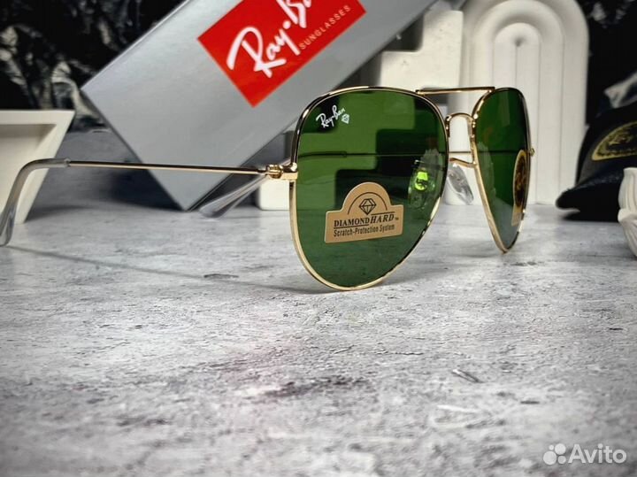 Очки Ray Ban Aviator золотые