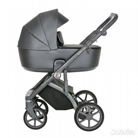 Коляска 2в1 Roan Bass Next эко-кожа тёмно-серая