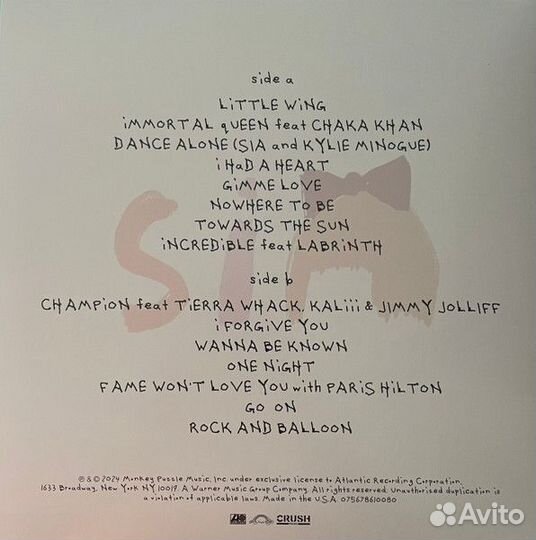 Виниловая пластинка Sia - Reasonable Woman (Baby P