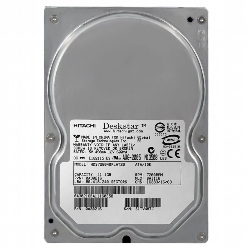 [HDS728040PLAT20] Жесткий Диск Hitachi 41,1gb Ide Hds728040plat20