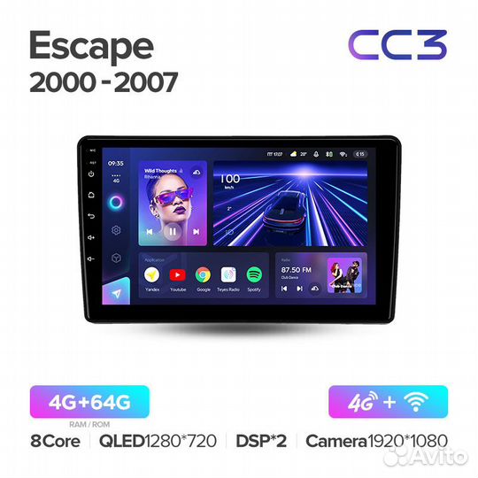 Магнитола Форд Эскейп 2000-2007 Андроид Teyes CC3