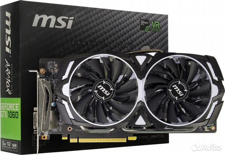 Видеокарта MSI GeForce GTX 1060 3GB armor