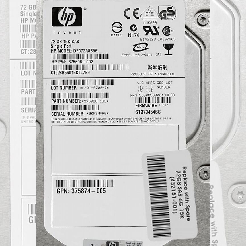[432151-001] Жесткий Диск Hp 72gb 15000 Sas 3,5" Hdd 432151-001