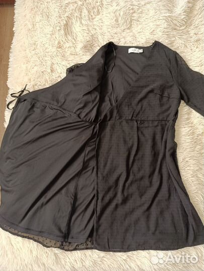 Платье с запахом Vila 42 eu 36 чёрное в горошек