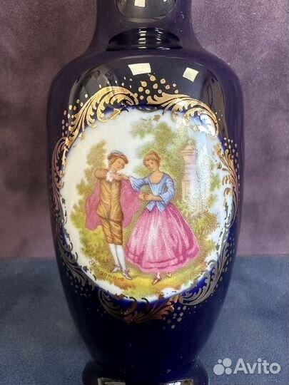 Ваза фарфор кобальт Limoges France