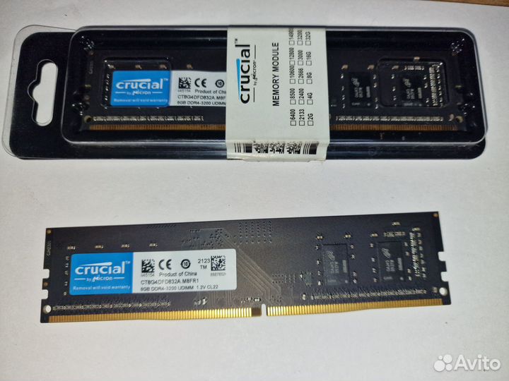 Оперативная память 16Gb Crucial ddr4 2х 8gb 3200