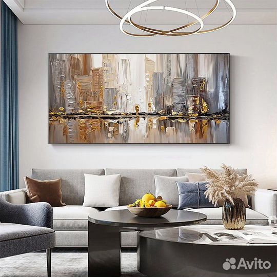Картина маслом на холсте абстракция город