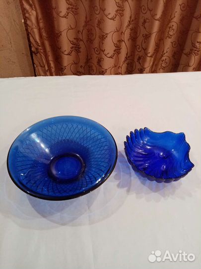 Вазы для фруктов, цветное стекло СССР