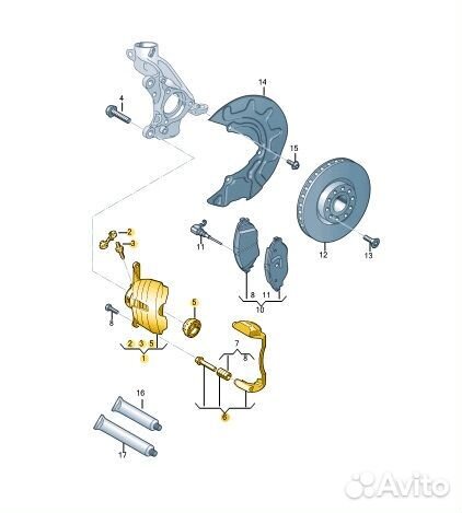 Суппорт тормозной передний правый Skoda Karoq djka