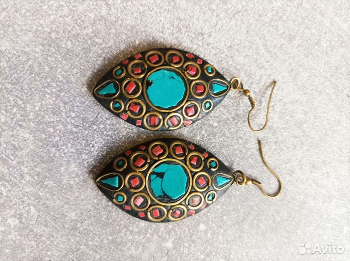 Серьги латунь