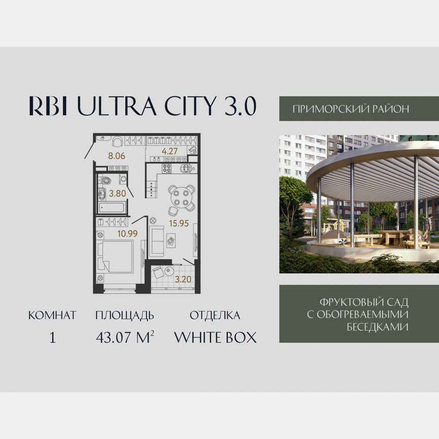 1-к. квартира, 43,1 м², 2/17 эт.
