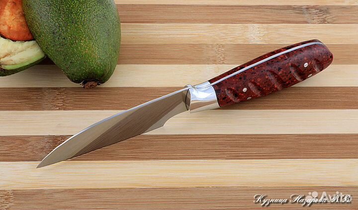 Кухонный нож № 1 сталь 95Х18 рукоять акрил красный
