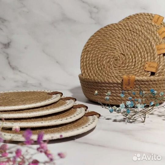 Подставки в корзине. Набор подарочный