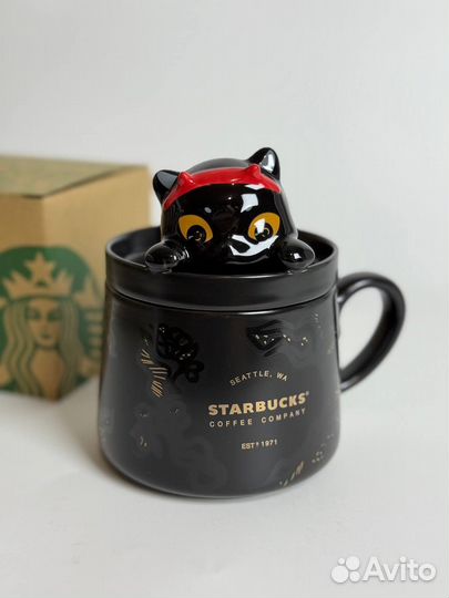 Кружка starbucks чертенок котик