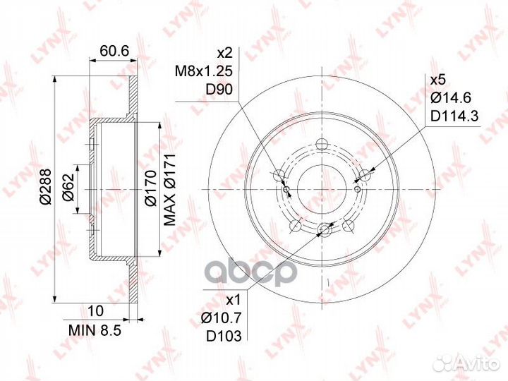 Диск тормозной зад BN1148 lynxauto