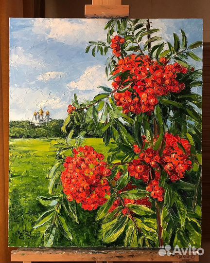 Картина маслом. «Рябина. Конец лета»